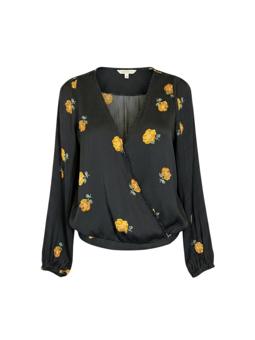 Madewell Black Floral Long Sleeve Blouse Size Small